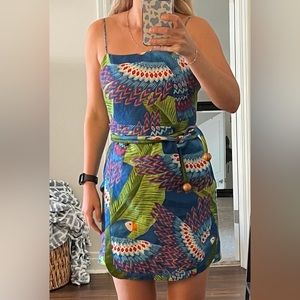 FARM Rio Colorful Parrot Print Mini Dress